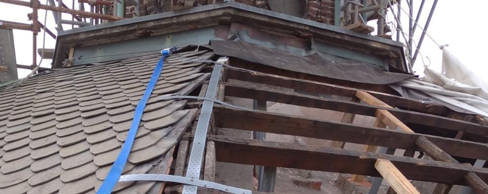 I lavori sulla cupola della basilica di Desio