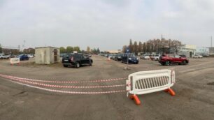 L’area tamponi ricavata all’ex Fiera di Monza lungo viale Stucchi