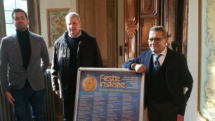 Gli assessori comunali Riccardo Corti e Angelo  Marchesi e Marco Poppi di Confcommercio Vimercate