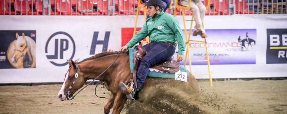 Lavezzari in una recente gara di reining - foto Federazione Fise