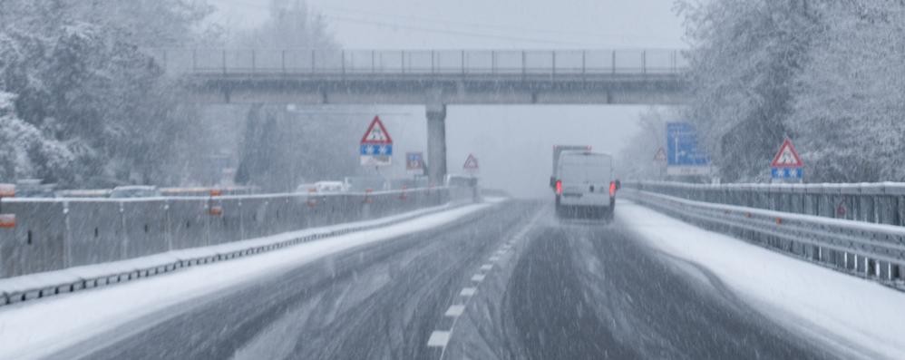 Nevicata sulla Statale 36 Briosco Nord