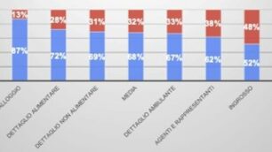 Colpiti dalla crescita dei contagi e dallo smart working? In blu i sì, in rosso i no