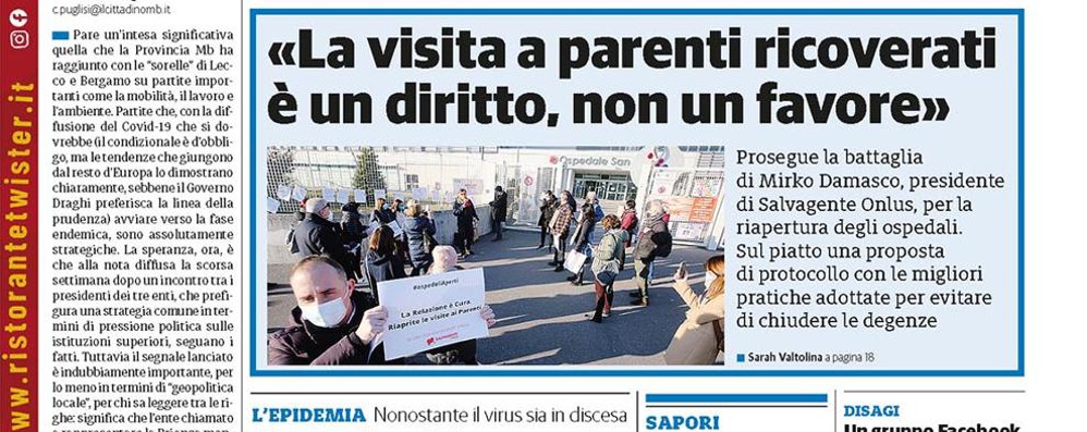 prima pagina ilCittadinoMb giovedì 3 febbraio 22