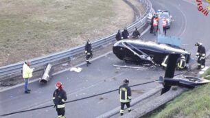 L’elicottero caduto sullo svincolo