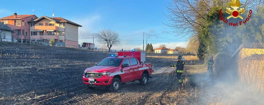 Incendio sterpaglie (foto Vigili del fuoco)