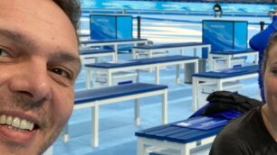Luca Arosio durante gli allenamenti con la nazionale azzurra in Cina