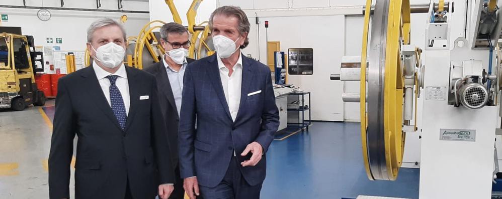 Caimi  (a sinistra) in visita alla Formenti e Giovenzana