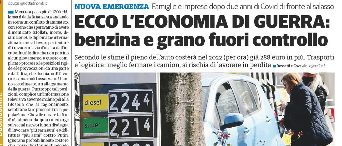 prima pagina il Cittadino giovedì 10 marzo 2022