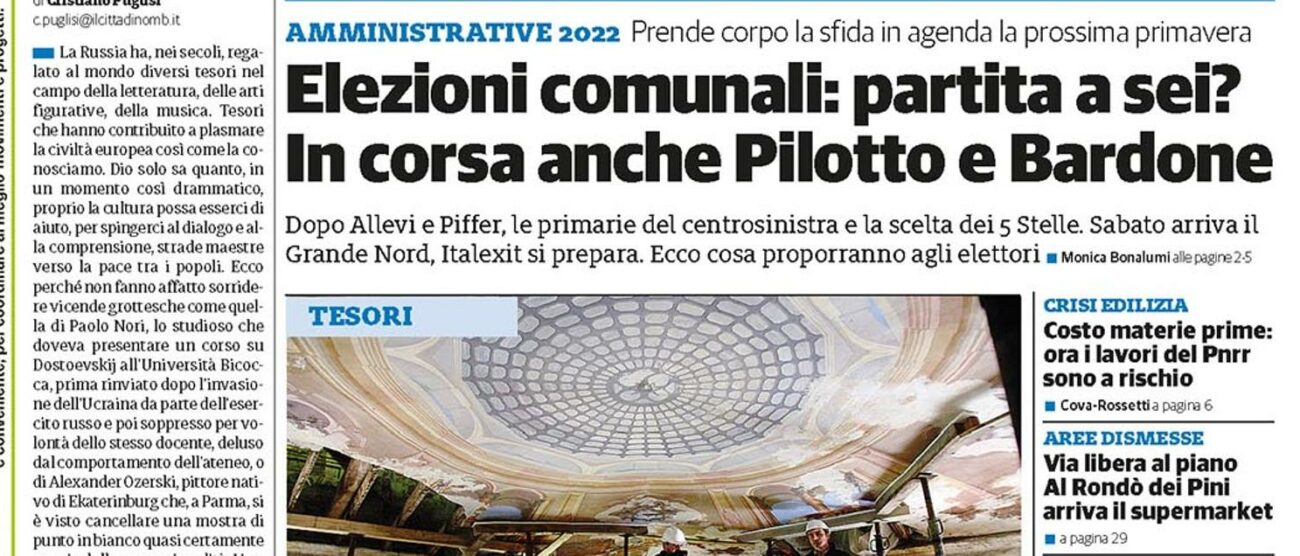 prima pagina il Cittadino 17 marzo 2022 e KmZero