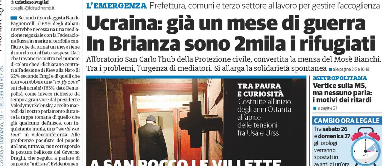 prima pagina il Cittadino 24 marzo 2022 e inserto Trame