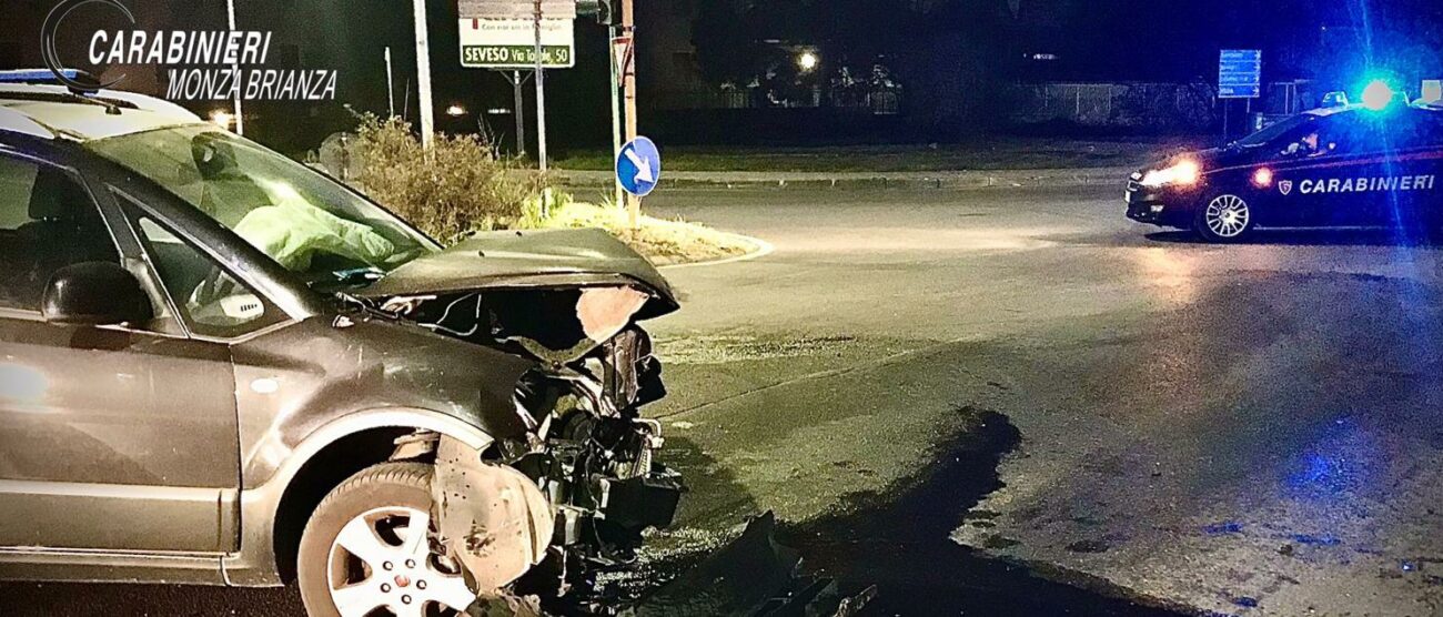 Incidente a Seregno in via Colzani (foto Carabinieri)