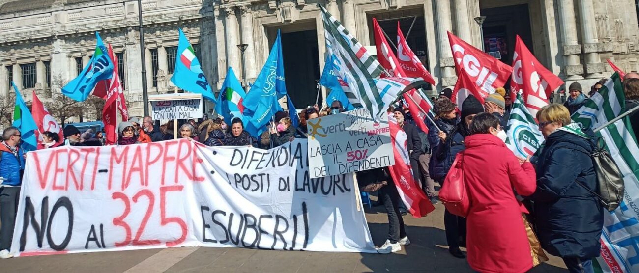 La protesta dei lavoratori Verti a Milano