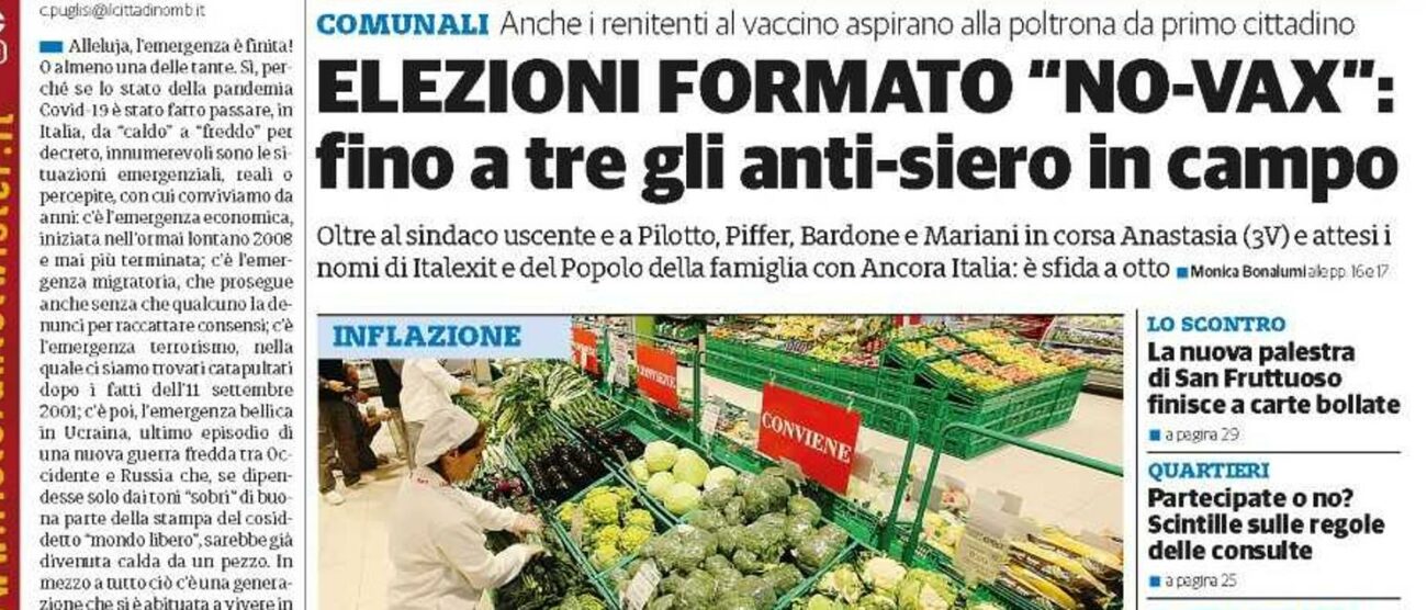 prima pagina il Cittadino 7 aprile 2022