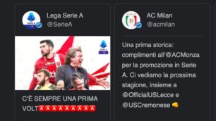 Monza in serie A complimenti social