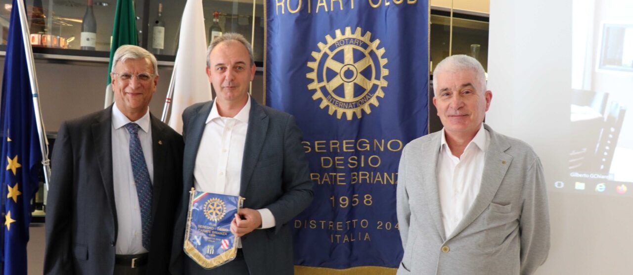 Olimpiadi Gilberto Chiarelli, presidente Rotary Sedeca, Sergio Biffi e Guido Trabattoni