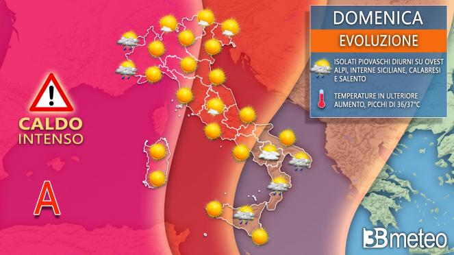 La mappa dell'ondata di calore di 3BMeteo
