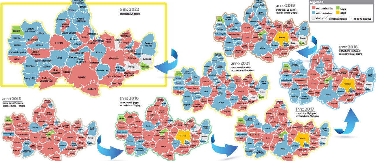 La mappa politica della Brianza