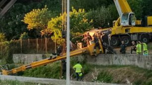 Stazione Triuggio Ponte Albiate recupero mezzo ribaltato