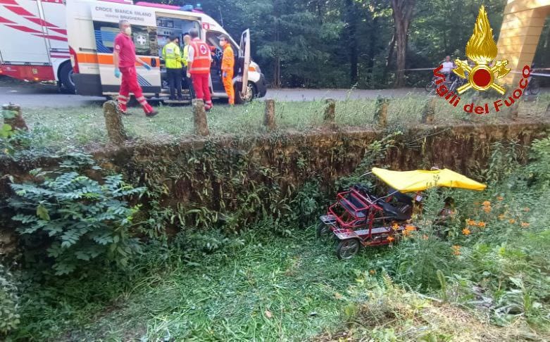 I soccorsi alla Reggia per il risciò precipitato