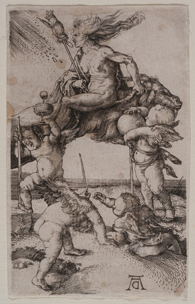 Stregherie a Monza: Albrecht Durer, La strega a rovescio sul caprone, bulino, 1500-1505, Collezione Invernizzi