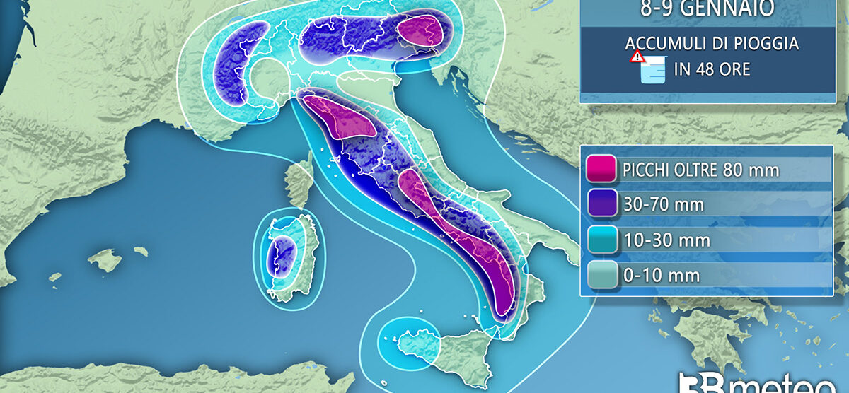 Accumuli di pioggia 8-9 gennaio