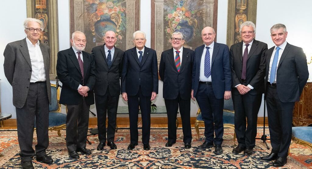 In foto: Mannucci, Masera, Verga, il presidente Sergio Mattarella, Roth, Casazza, Biondi, Gallavotti