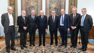 In foto: Mannucci, Masera, Verga, il presidente Sergio Mattarella, Roth, Casazza, Biondi, Gallavotti