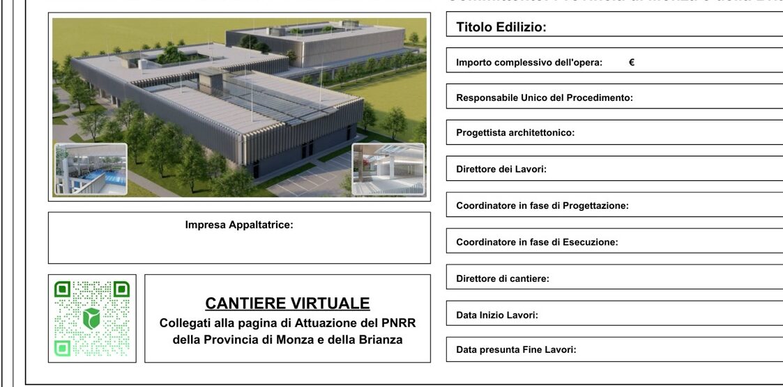 Cartello PNRR cantieri Provincia con QrCode