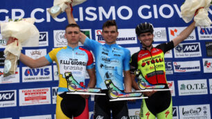 Seveso Ciclismo gara a Monza da sx M.Colosio M. Fiorin R.Barbuto