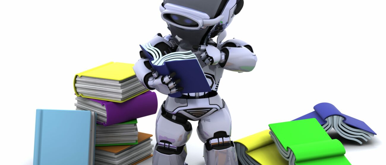 Robot intelligenza artificiale libri - Image by kjpargeter on Freepik