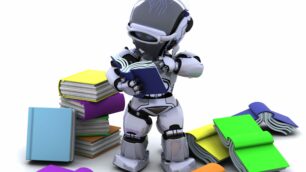 Robot intelligenza artificiale libri - Image by kjpargeter on Freepik