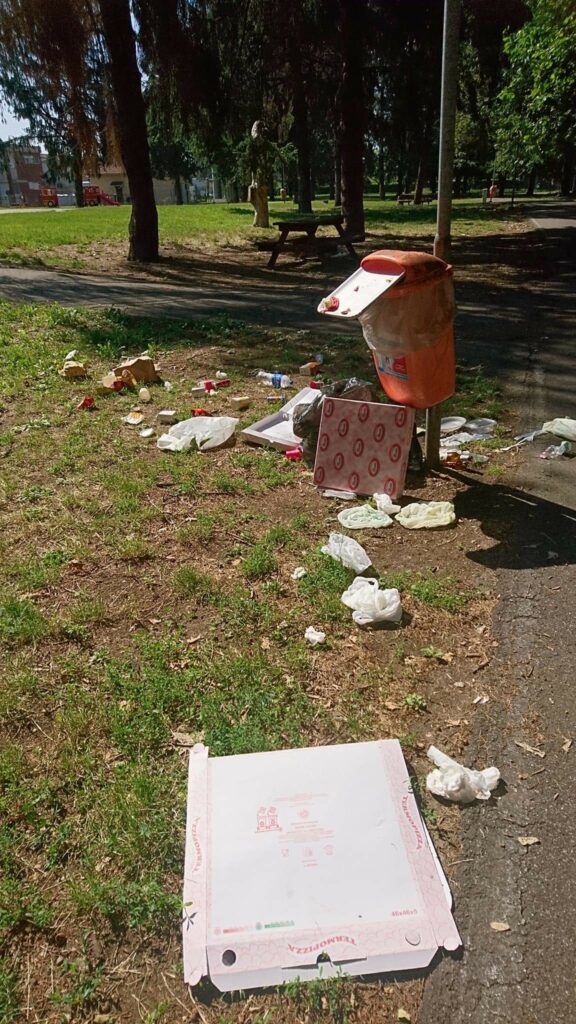 I rifiuti abbandonati al parco di Lissone
