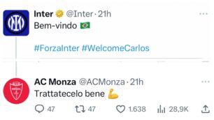 Twitter Inter-Monza Carlos Augusto