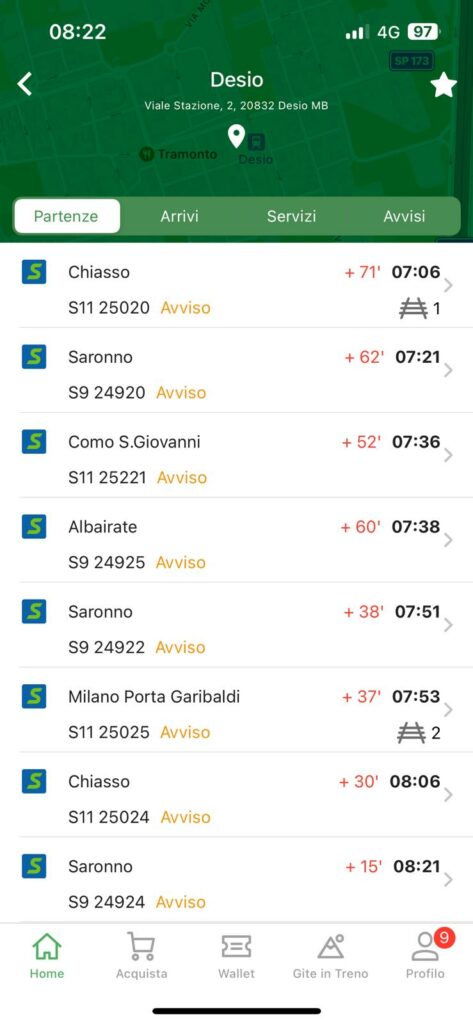 Ritardi Trenord Milano-Desio 26 settembre 2023