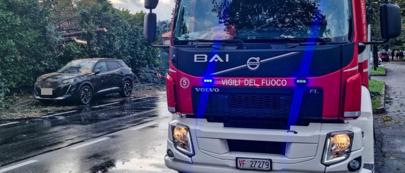 L'auto sfondata da un albero a Seregno