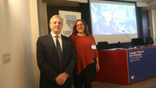 Monza Collegio Villoresi san Giuseppe Nuovo Liceo Steam Gianni Caimi responsabile Assolombarda Monza Brianza associazione industriali che ha fortemente voluto la creazione del nuovo Liceo nella foto con la preside del Liceo Laura Andreoni