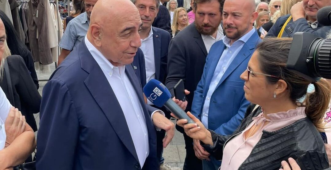 Adriano Galliani al mercato di Monza con Fabrizio Sala e Fabrizio Figini