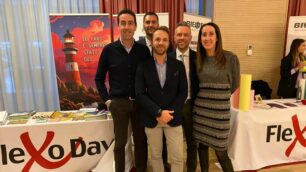 Andrea Vergnano, Federico Paulli, Morgan Pistillo, Giordano umberto Brivio e Barbara Vergnano della Digital Flex di Monza al Flexo Day