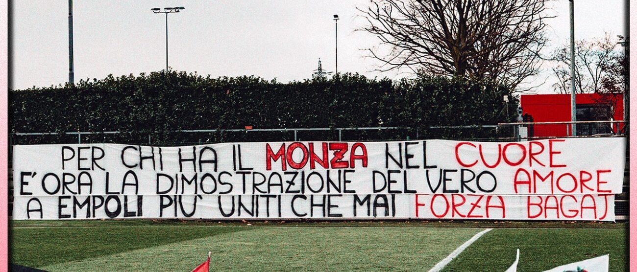 Lo striscione dei tifosi postato dall'Ac Monza sui social sabato 20 gennaio