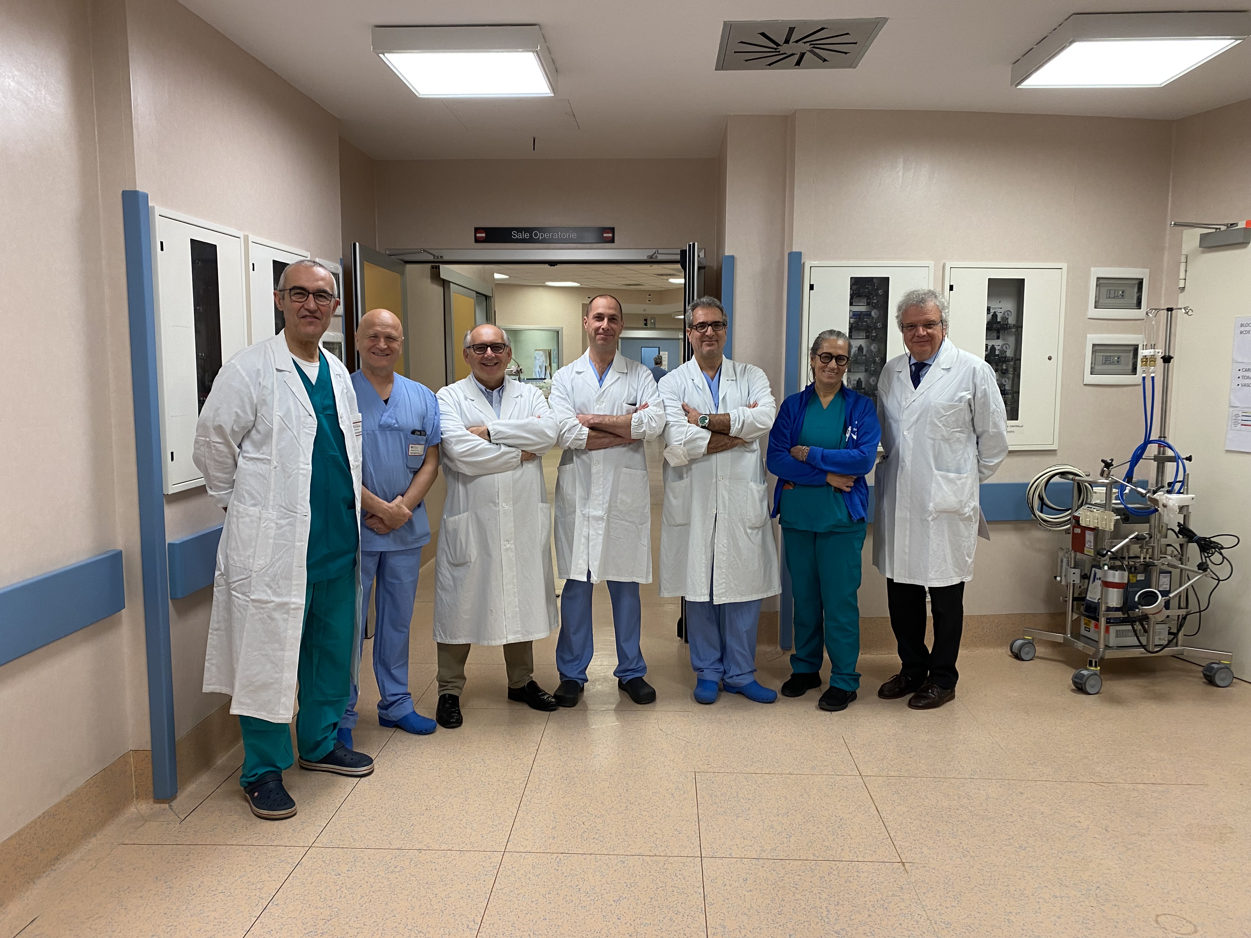 Ospedale di Monza Irccs San Gerardo, da sinistra: Giuseppe Foti, Fabio Mazzoleni, Giuseppe Citerio, Carlo Giussani, Davide Sozzi, Alessandra Moretto, Andrea Biondi