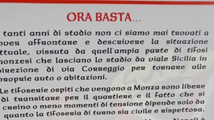 Il volantino diffuso prima di Monza-Atalanta dai tifosi