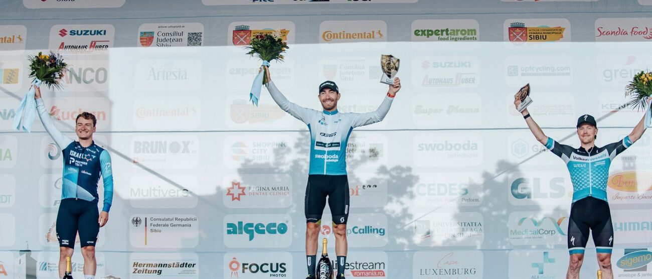 Ciclismo Nizzolo Giacomo sul podio Sibiu Tour 2024