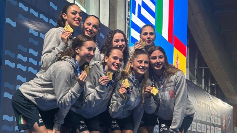 Seregno Nuoto artistico Italia junior comp.d'Europa con Pollini e Cucco