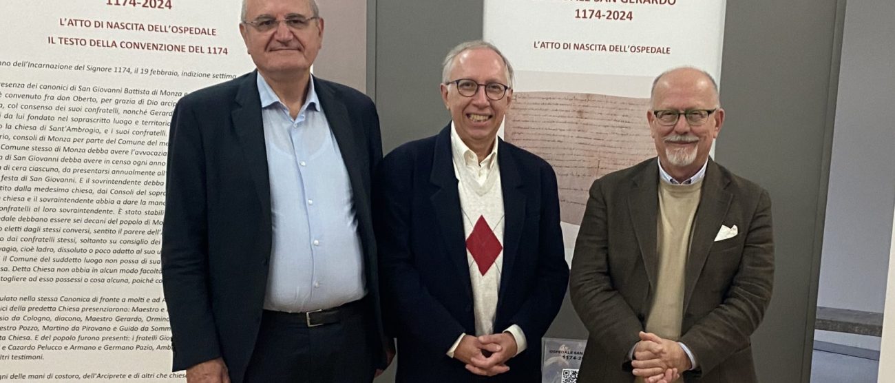 Ospedale San Gerardo Monza Reumatologia Pediatrica, da sinistra il direttore generale Silvano Casazza, il professor Nicolino Ruperto e il presidente Claudio Cogliati