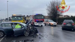Concorezzo incidente Sp 13 20 gennaio - foto Vigili del fuoco
