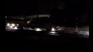 Un'immagine dei lavori ferroviari di notte a San Rocco