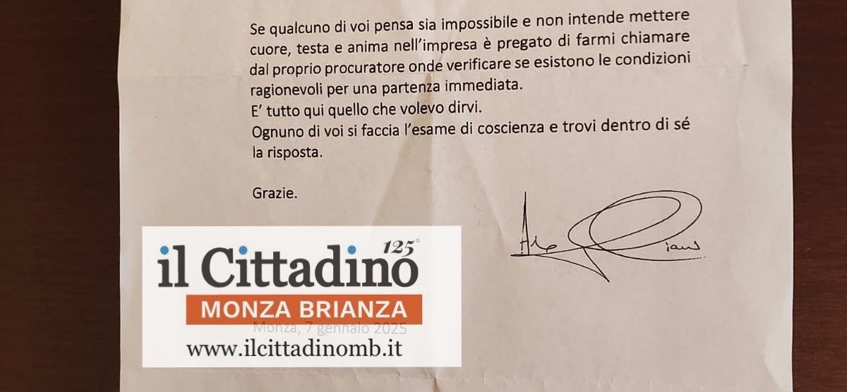 Lettera Adriano Galliani al Monza - www.ilcittadinomb.it