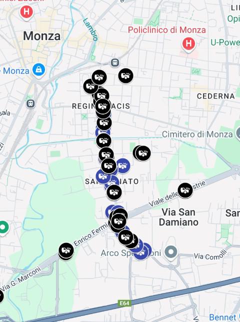 Monza mappa incidenti via Buonarroti 2025