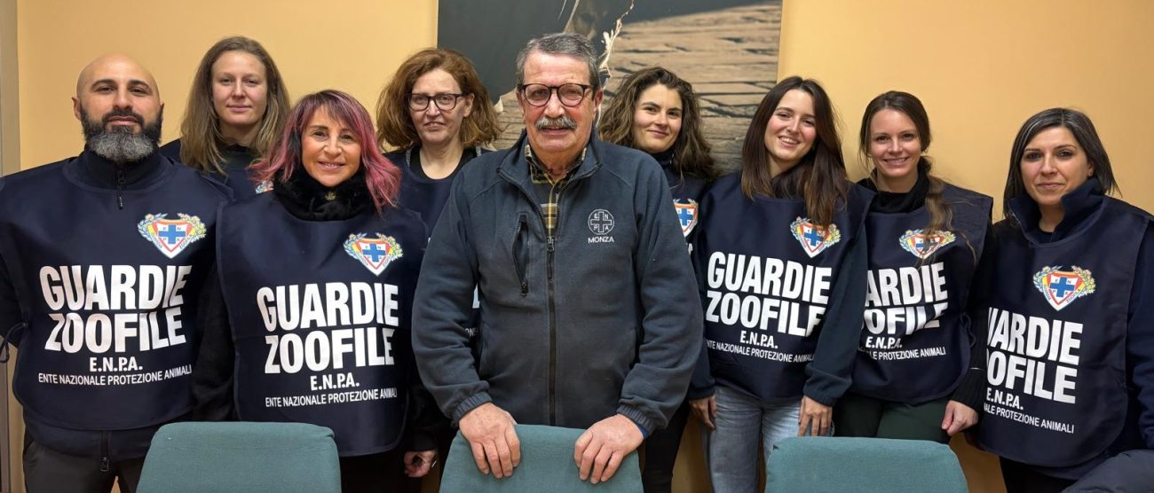 Il nucleo guardie zoofile con il presidente Enpa Giorgio Riva