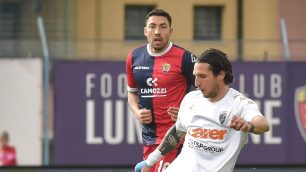 Andrea Delcarro in azione allo stadio di Lumezzane